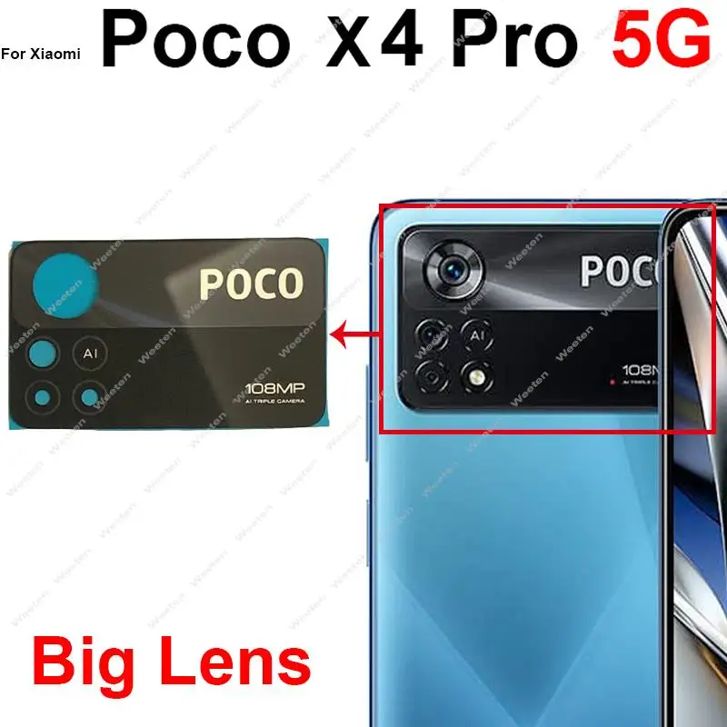 Back Camera Glass Lens For Xiaomi Pocophone POCO X4 Pro 5G Main Rear Camera Lens Glass Replacement