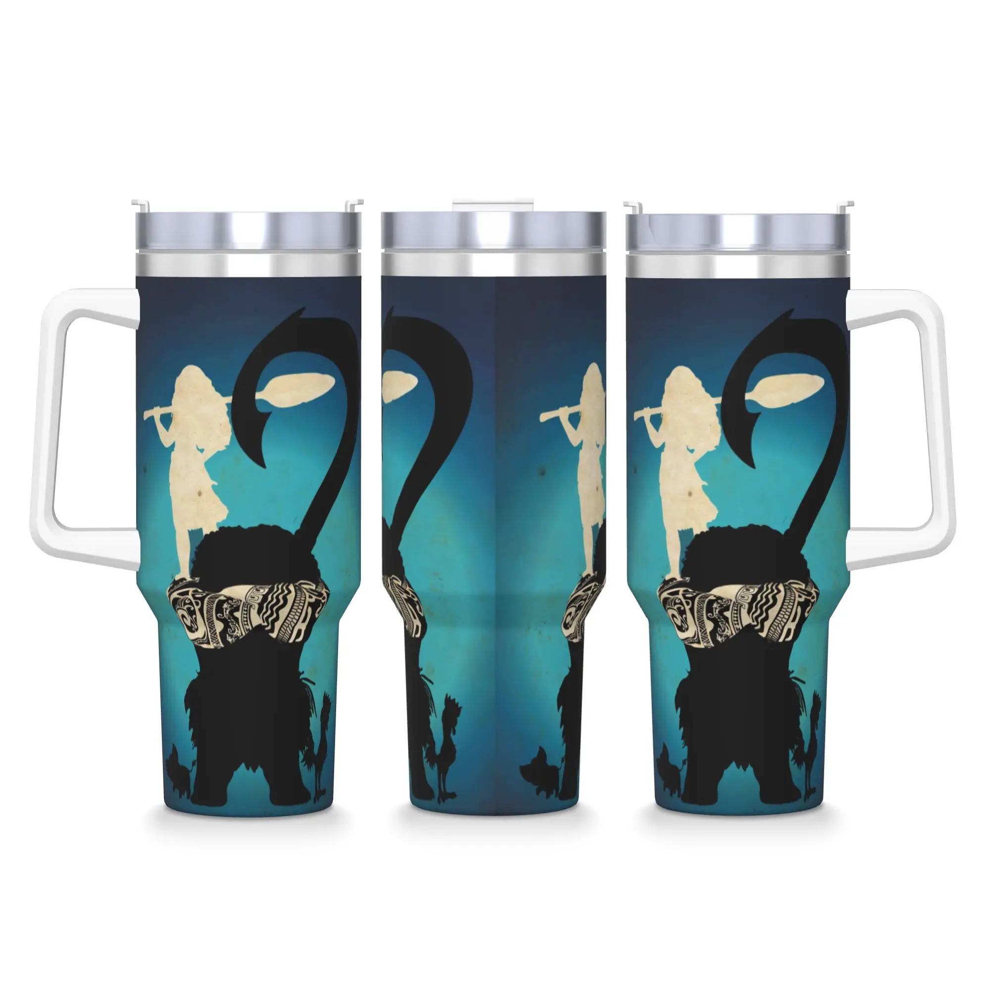 

Стакан из нержавеющей стали, винтажный постер фильма, термокружка «Моана и Мауи», изолированные автомобильные кружки для горячих напитков, пляжная бутылка для воды на заказ