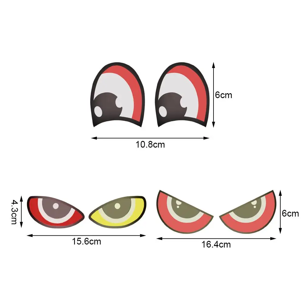 Upgraded Cute Eyes Series Red Decal Sticker Waterproof Window Sticker Length Fits For Motorcycle Vehicles ﻿