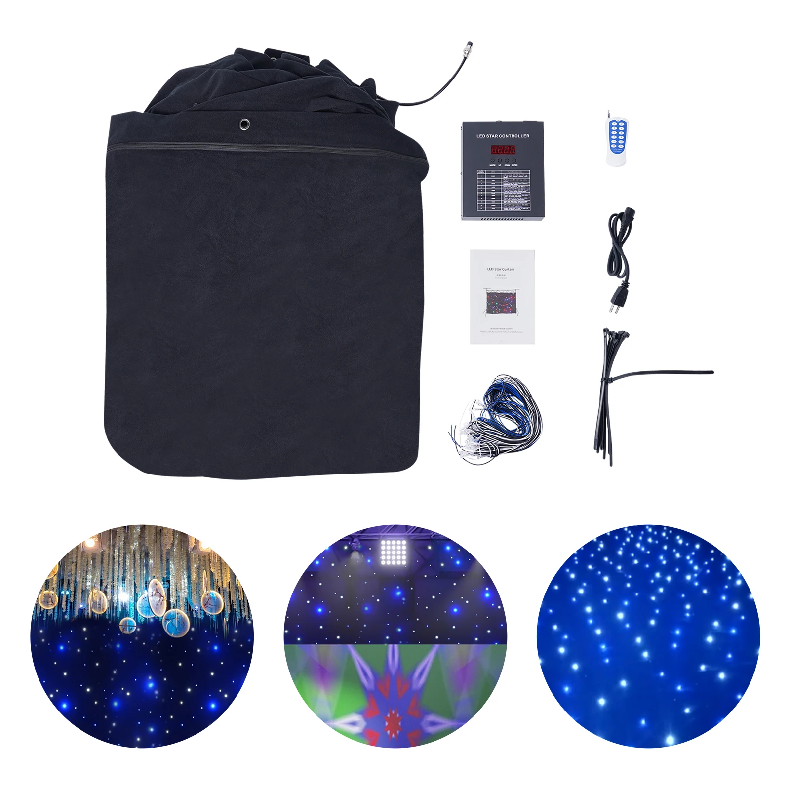 6*3 متر 12 واط Led ستار ستارة المرحلة خلفية للعروض الثقافية ، Ktv ، المطاعم ، الملاهي الليلية وحدة تحكم Dmx512