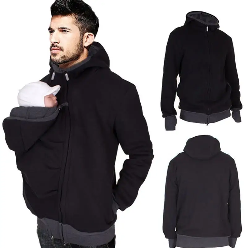 

2023 New Autumn Winter 3-in-1 Detachable Baby Sleeping Bag Multifunctional Kangaroo dad Hooded Sweater Jacket men's