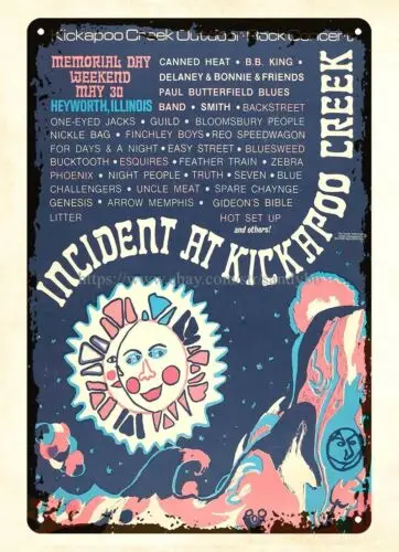 1970 Incident at Kickapoo Creek Music Festival Poster metal tin sign wall art s sign