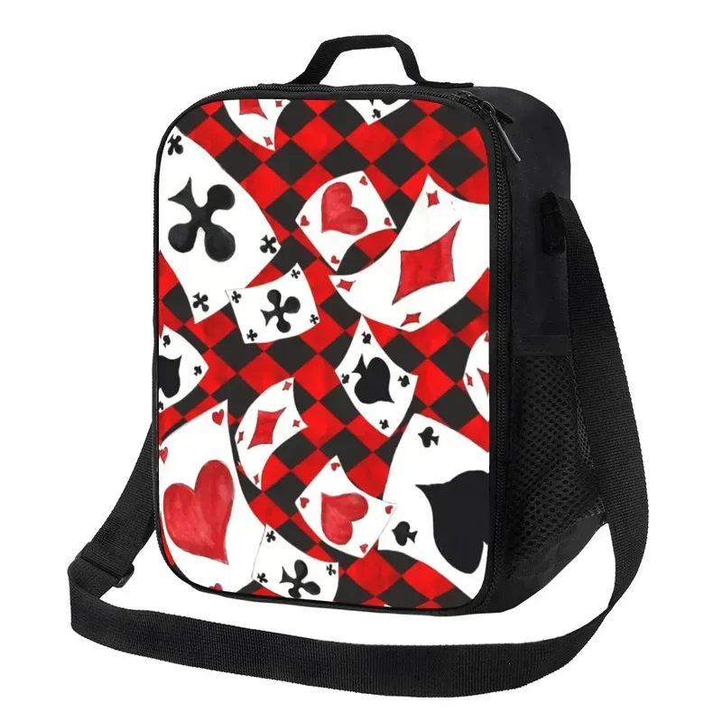 Cool Poker Playing Cards Pattern Lunch Tote Bag for Gambling Card Game Thermal Cooler Food Bento Box Outdoor Camping Travel