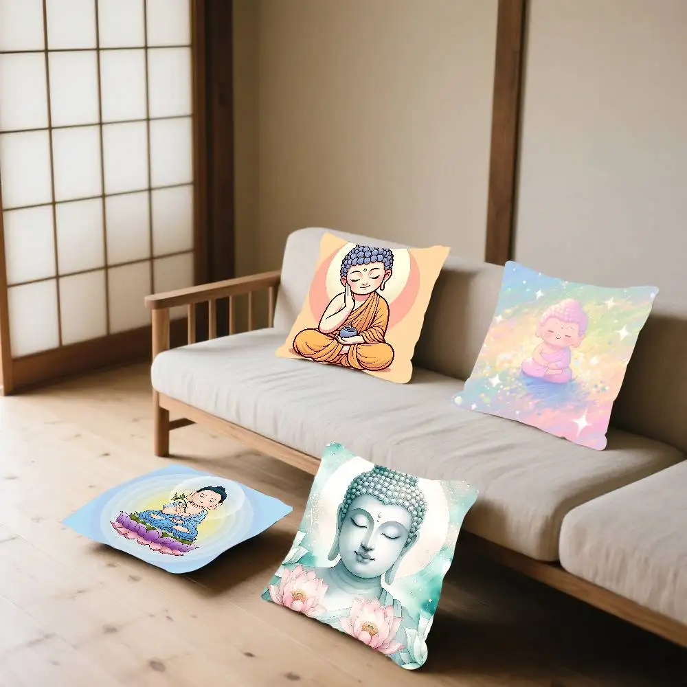 Buddha Zen Stone Flower Series PillowCase Elegant Home LivingRoom Bedroom Decorative Rectangle Pillowcase Sofa Cushion Cover
