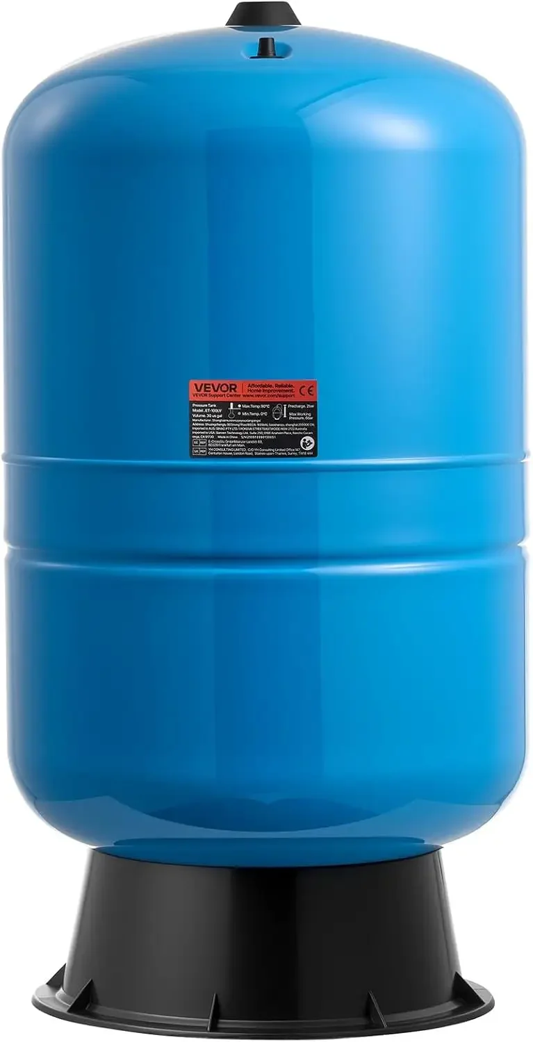 30-Gallon Vertical Well Pressure Tank, Pre-Charged Pressurized Water Tank for Well Pumps, Heavy-Duty Carbon Steel Water Storage