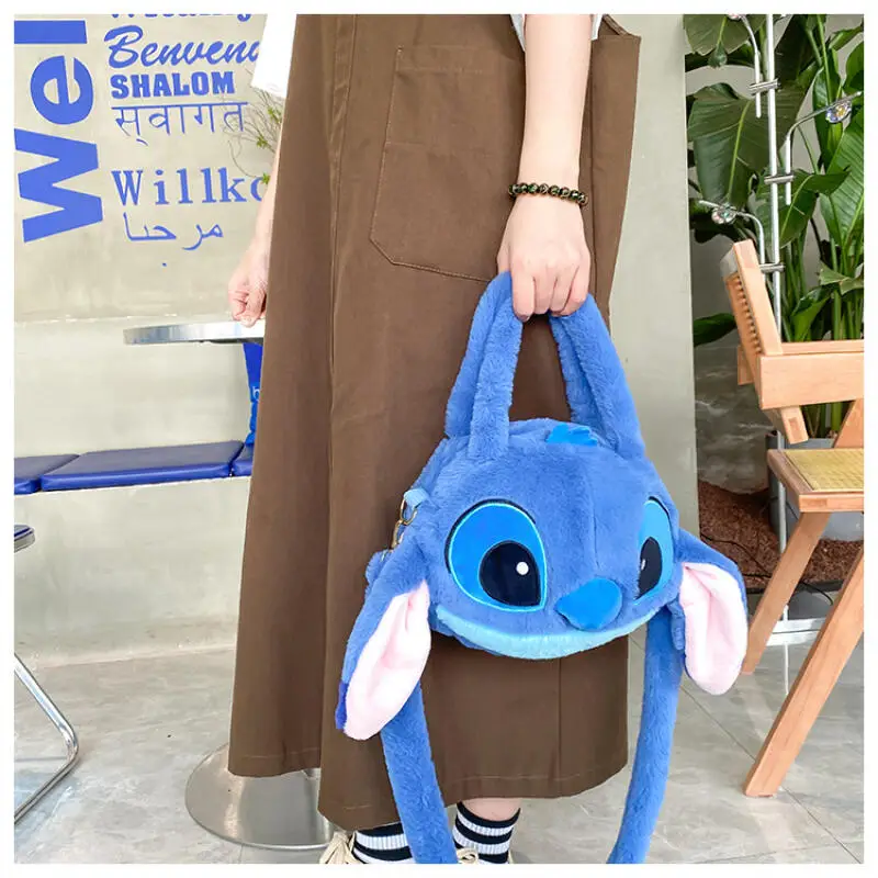 Lilo & Stitch dessin animé en peluche poupée sac Kawaii doux en peluche sac de messager jouets sac à main Anime peluche cartable mode sacs à dos cadeaux