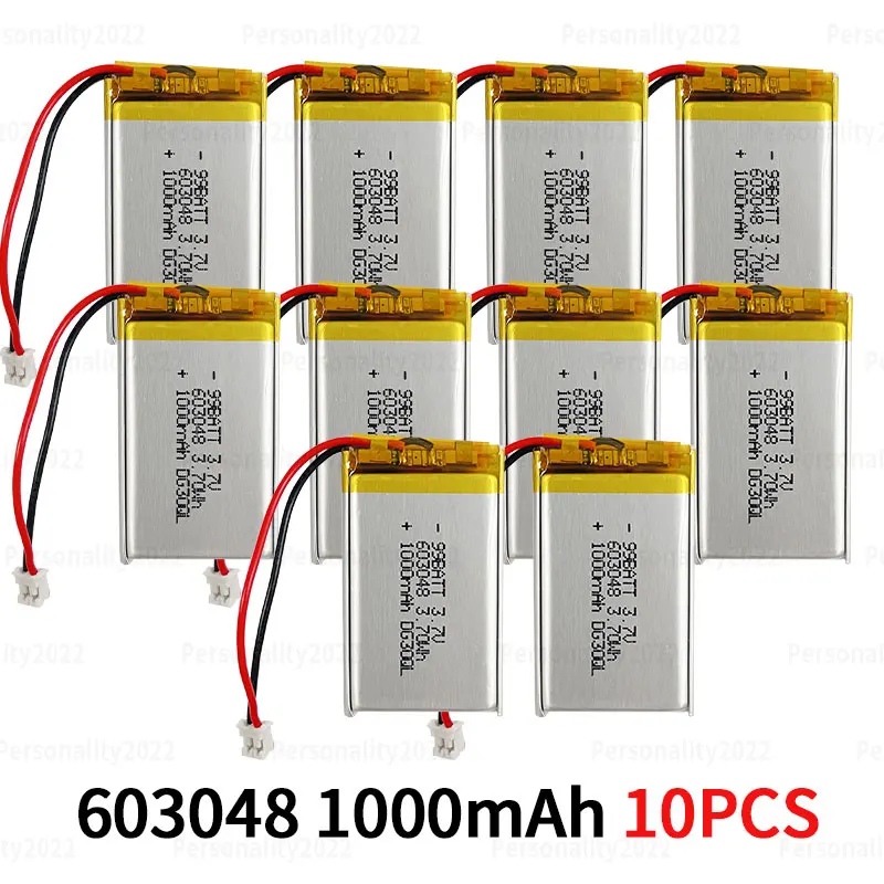 10 stks 603048 Batterij 3.7 V 1000 mAh 703048 Lipo Oplaadbare Lithium-ion Polymeer Batterijen PH2.0 voor Handvat Controller LED verlichting