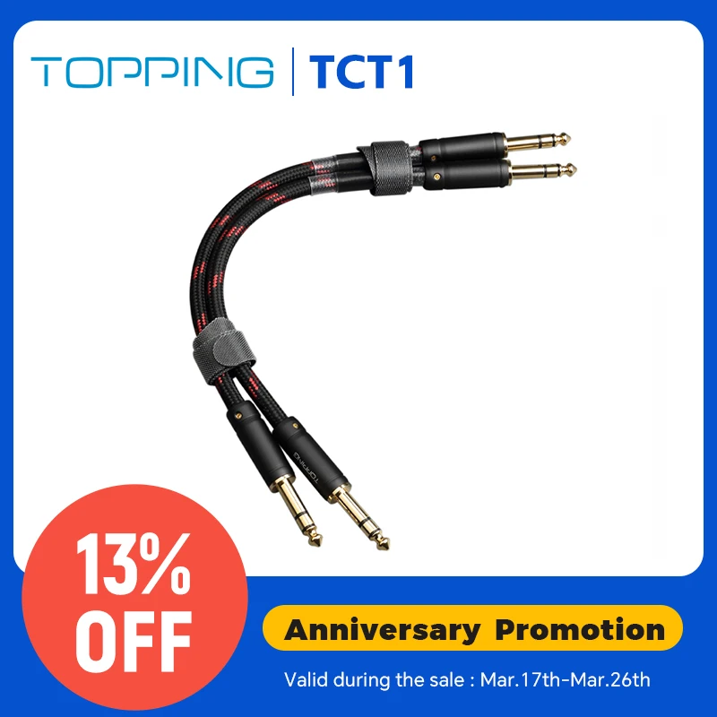 TOPPING TCT1 HIFI Audio Cable TRS to TRS Large Three-core 6.35mm Male to Male Balance Cable