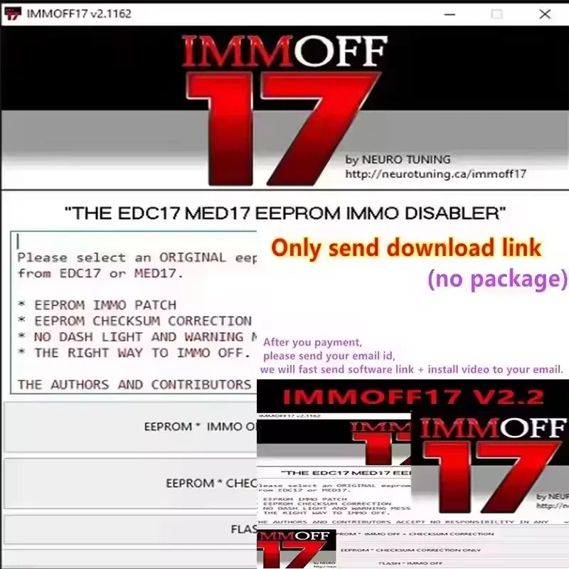 IMMOFF17 Software Keygen NEUROTUNING Unlimited EDC17 Immobilizer ECU Programming with Install Video Guide for Automotive