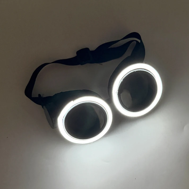 2026 Runde LED-Brille Disco Fluoreszierende Party-Punk-Leuchtbrille für Männer und Frauen Bar Nachtclub Neon-Brille Musik-Konzert-Zubehör – Detail 7