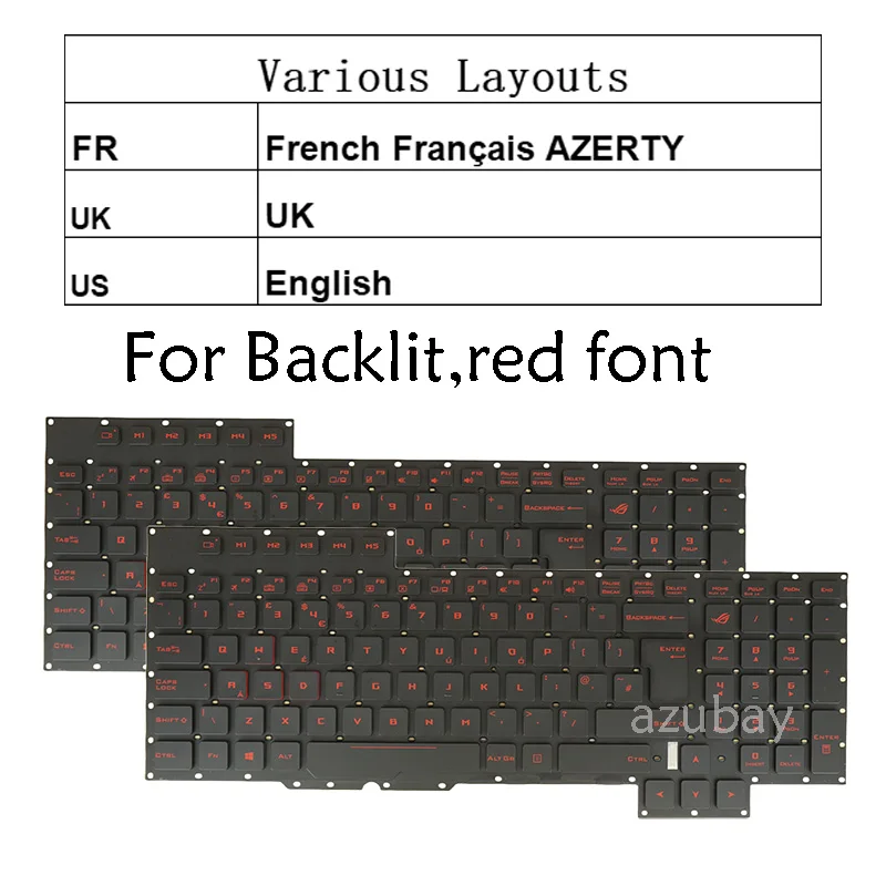 Laptop Keyboard for ASUS G701V G701VO G701VI G701VIK GX700V GX700V0 V153162AS1 French AZERTY Czech Slovak US Spanish Red Backlit