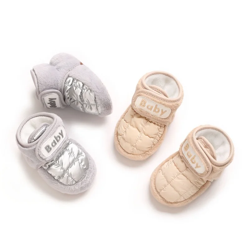 0-18M Autumn Winter Thick Velvet Warm Cotton Baby Shoes Unisex Learning Walking Shoes Cozy Infant Footwear