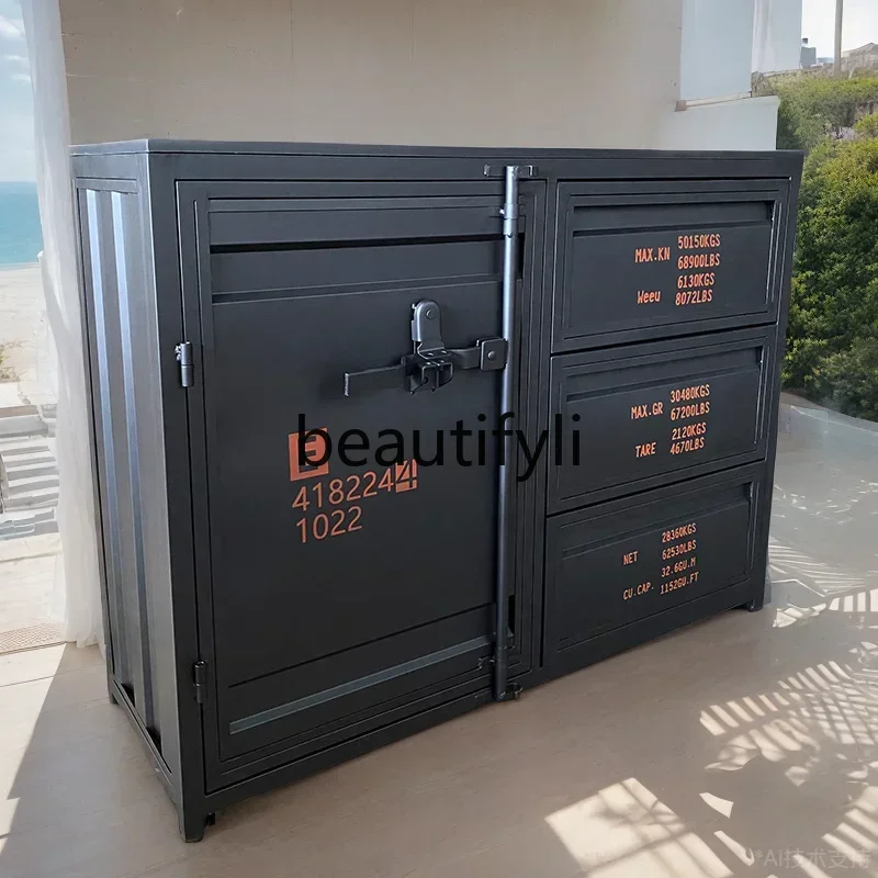 LXContainer خزانة خمر ملف الحديد الفن خزانة الأحذية النمط الصناعي SideboardSSS #4