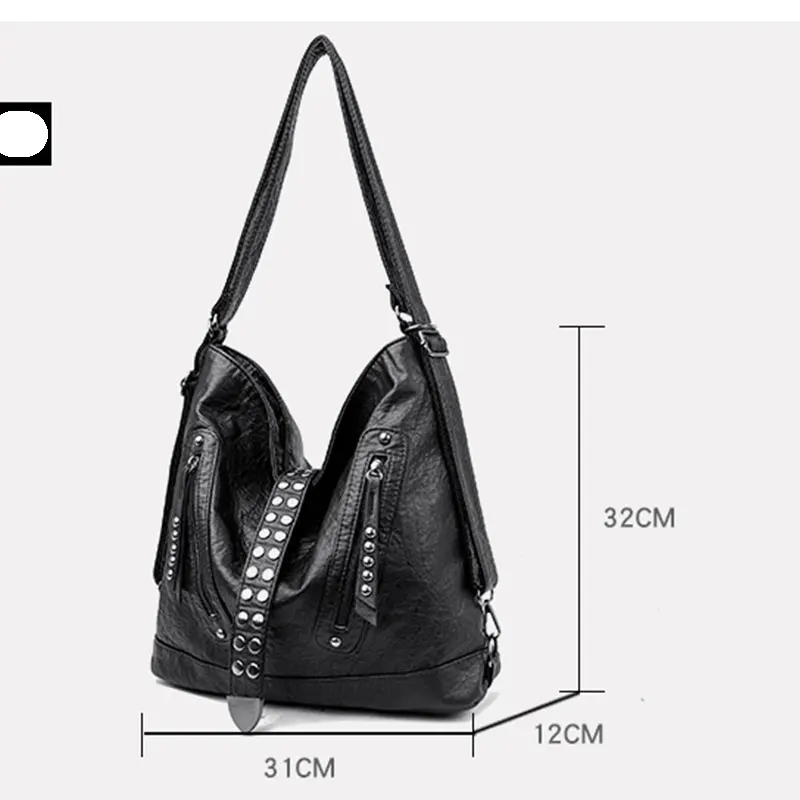 Women Bag 3-in-1 PU Leather Multifunction Bag Fashion Female Large Capacity School Bag High Quality Women Shoulder Messenger Bag