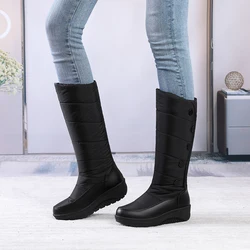 SGESVIER Warm Fur Plush Down Platform Snow Boots Women Mother Round Toe Shoes Waterproof Comfortable Women's Knee High Boot