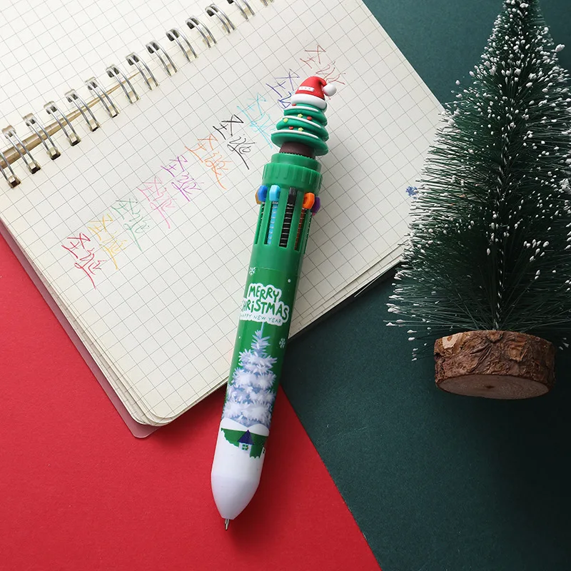 4 Pieces Christmas Ballpoint Pen Retractable Multicolor Ballpoint Pen for Kid Calss Reward Christmas Party