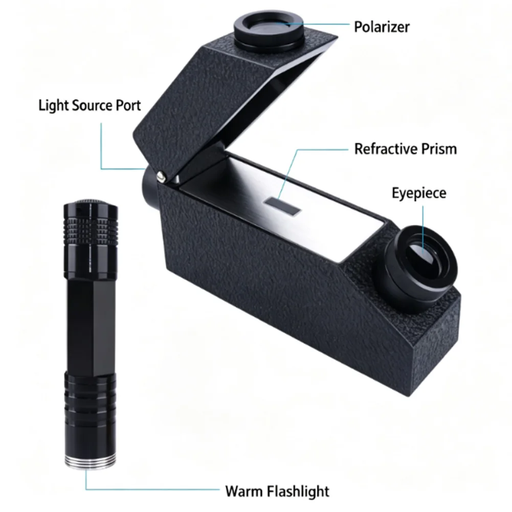 Lightweight Gem Refractometer RHG181 with Illuminated Measurement Zone and 30x Loupe for Reliable Stone Identification Anywhere