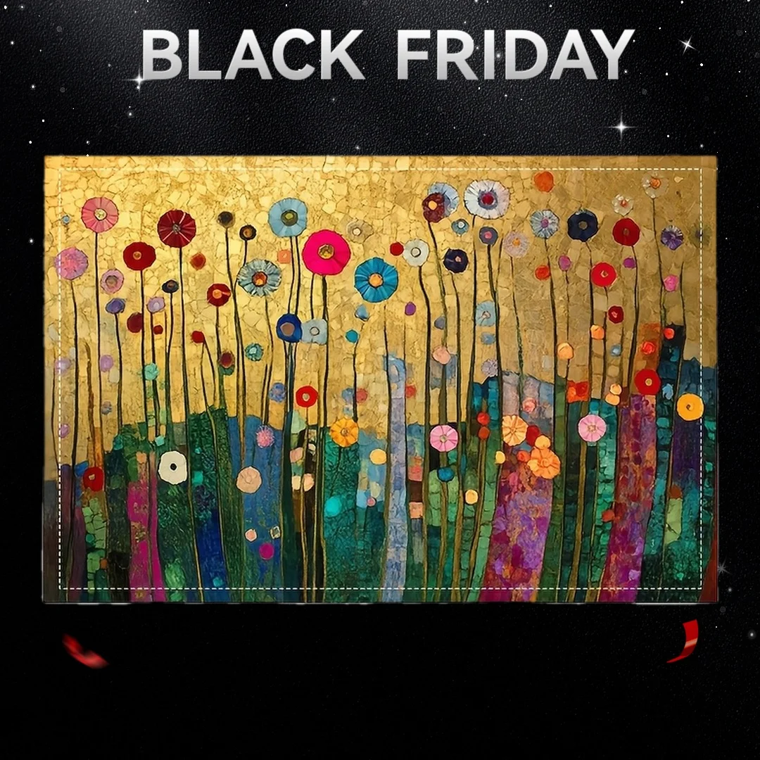 

VIKAMA 4PC Colorful Flower Mat with Colorful Flowers Green Stems Purple Green Table Theme Restaurant Decoration