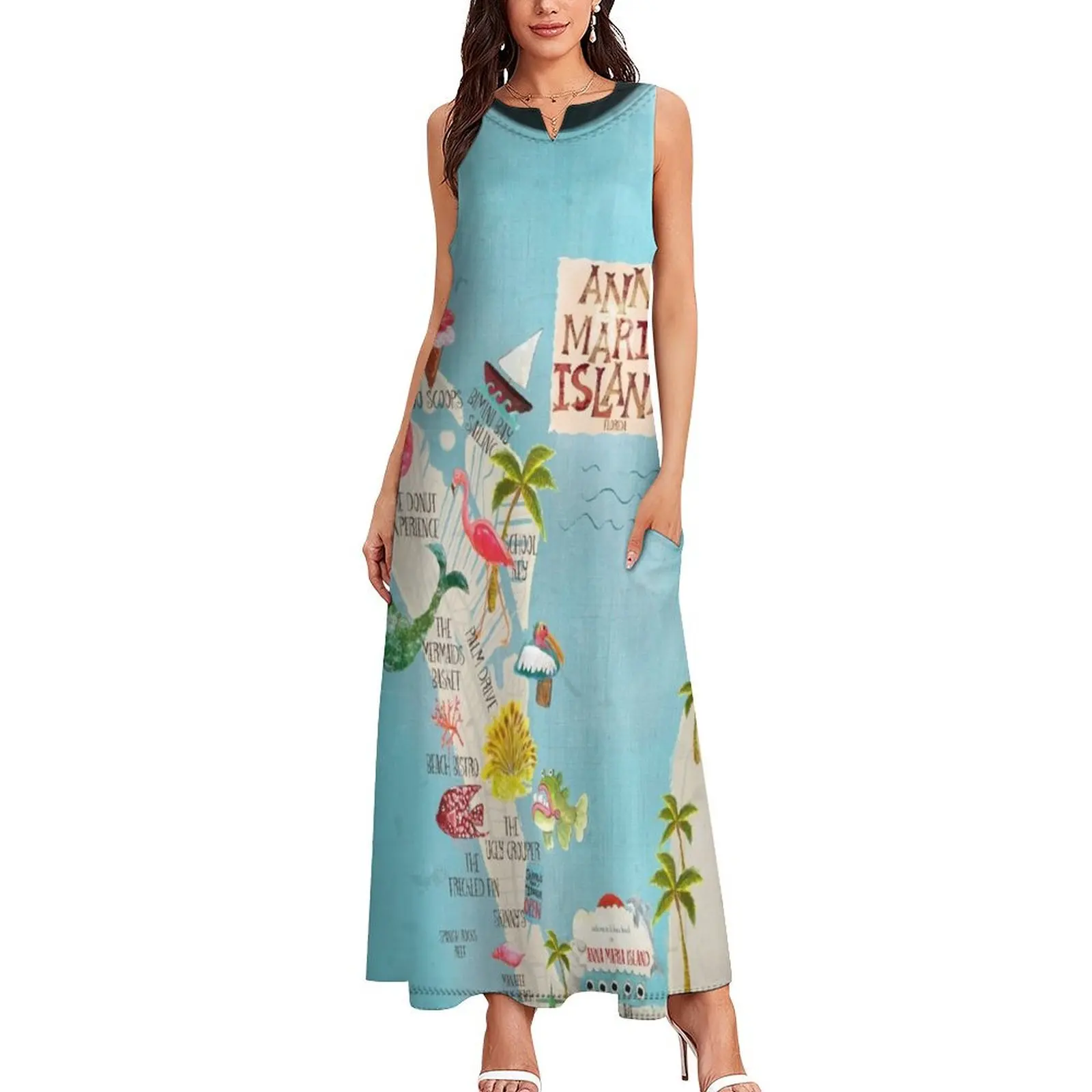 Anna Maria Island Florida//custom island map design and pattern Long Dress women clothes Dress