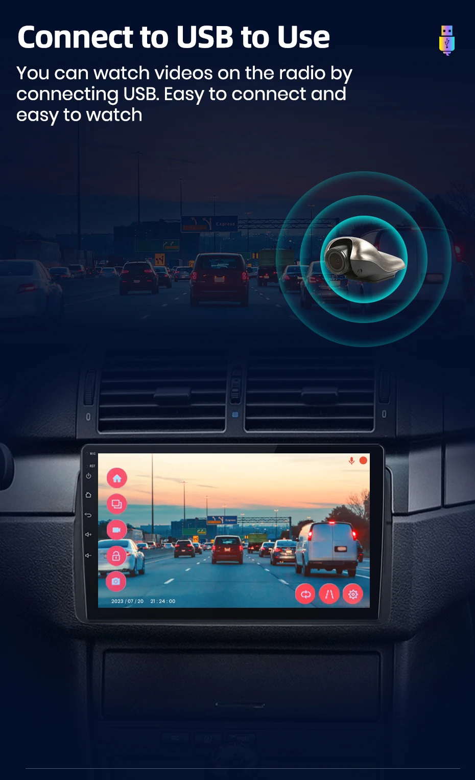 Awesafe Neue 1080P Dashcam Adas Mini Auto-DVR 120 ° Fov Auto-Video-Recorder, versteckte Dashcam für Android, unterstützt Rückfahrkamera – Detail 6