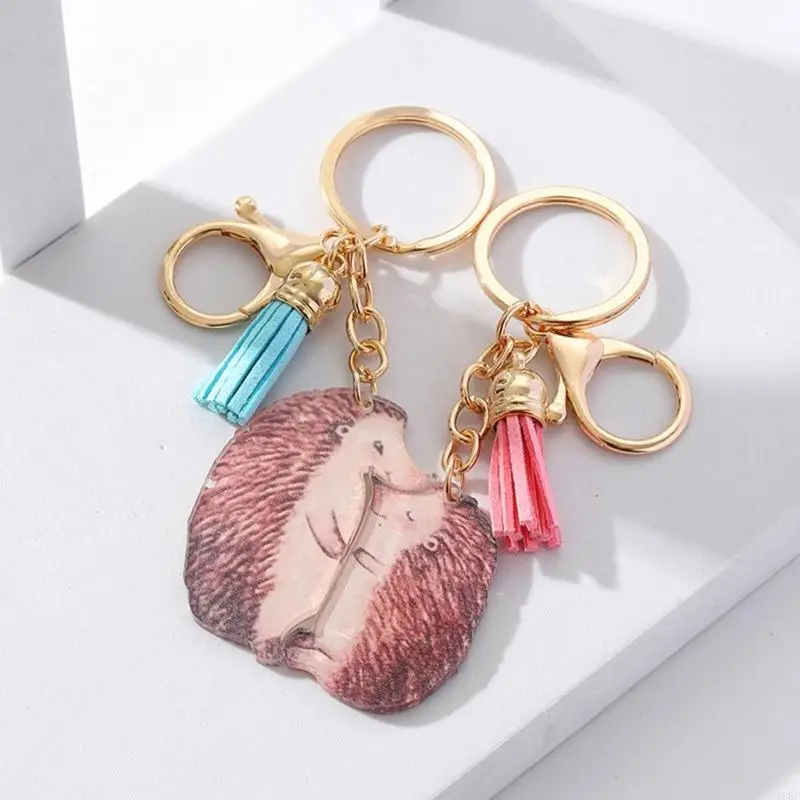 

A9BF 2pcs Hedgehog Parent-Child Keychain Couple Keys Holder Friend Matching Keychain