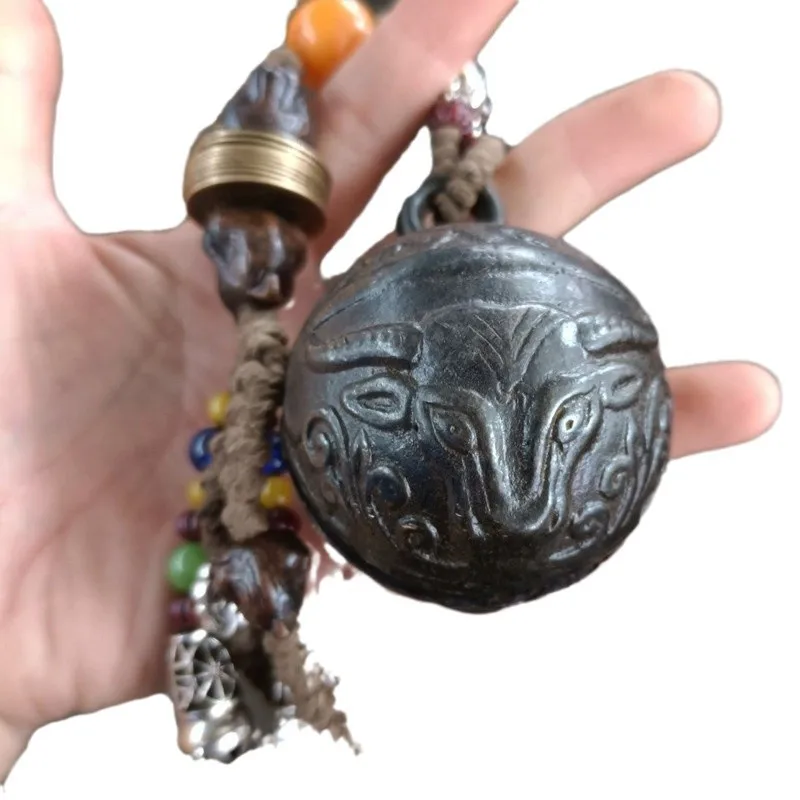 Stone Bronze Gossip Bell Hand Pieces Hidden Five Emperors Copper Coins Hand Toy String Collection Beast Head Bell Crafts Accesso