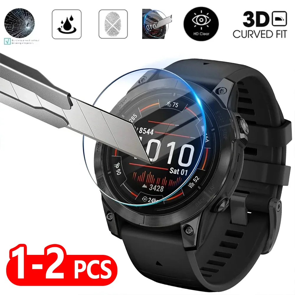 1-2 Pack 9H HD Tempered Glass For Garmin Fenix 8 43mm 47mm 51mm Anti-scratch And Anti-fall Easy To Install Film Screen Protector