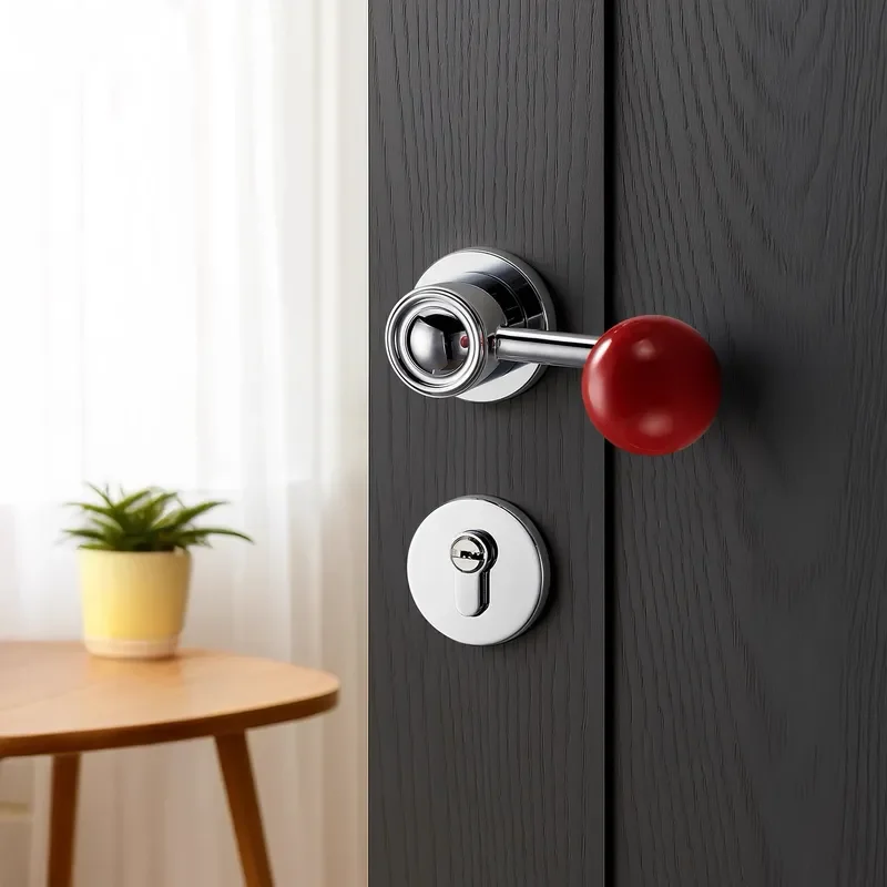 French Retro Style Spherical Door Handle Silver White Magnetic Silent Lock for Wooden Interior Doors Minimalist Red Home