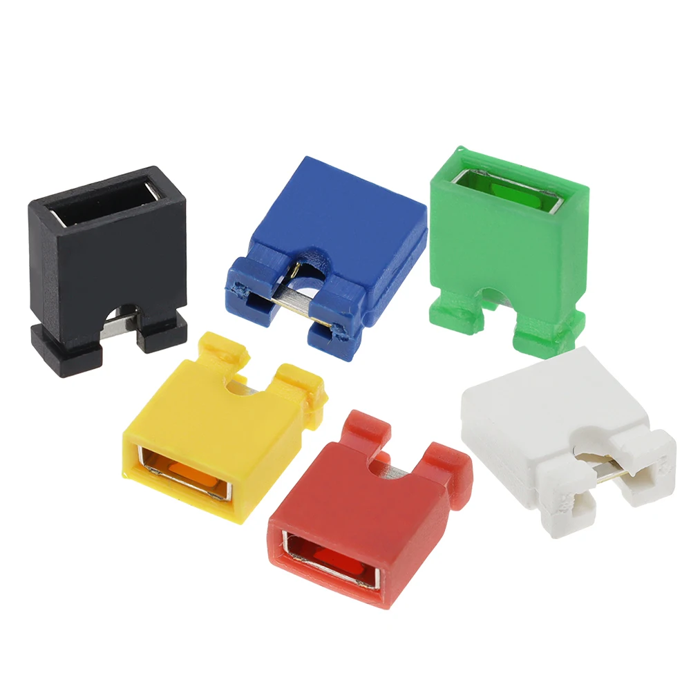 1000개 오픈 점퍼 캡, 단락 캡, 간격 2.54MM, 흰색, 검정색, 노란색, 파란색, 녹색, 빨간색, 단락 블록, 연결