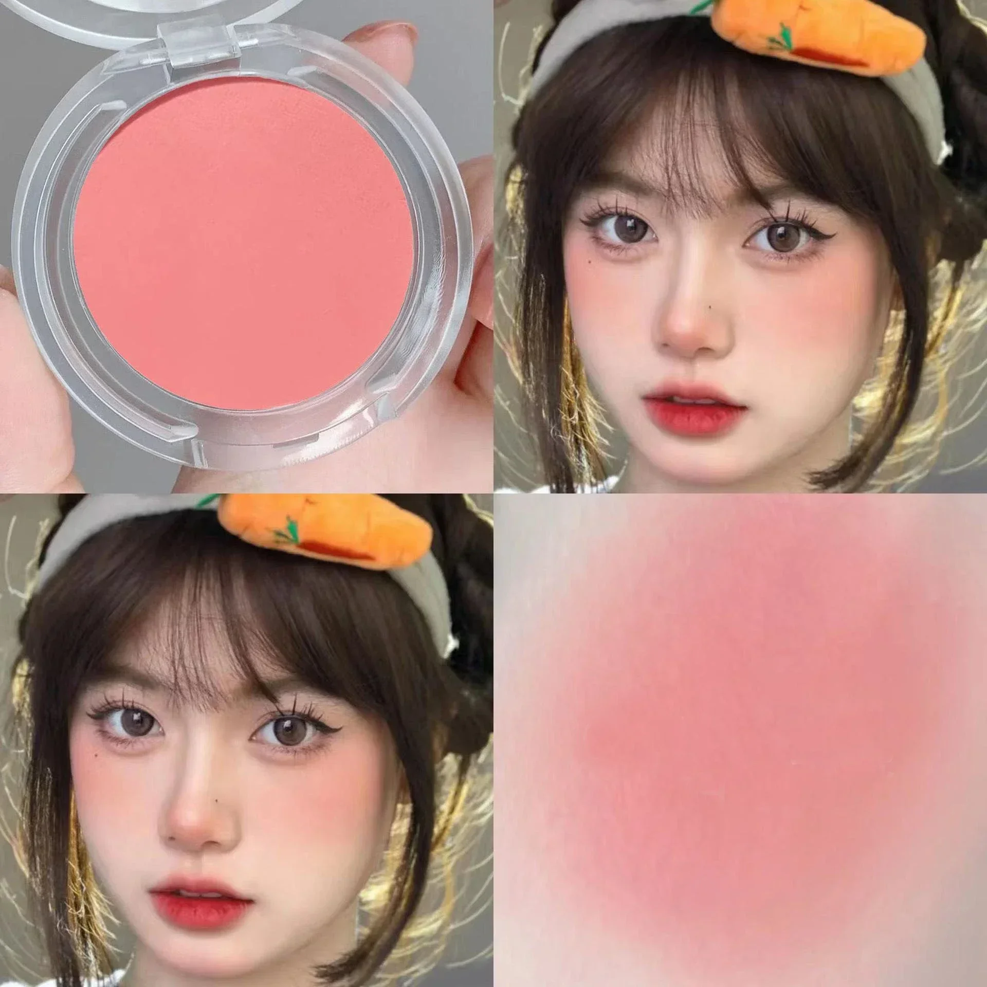 Single Color Blush Matte Natural Cheek Tint Brighten Face Waterproof Face Contouring Cosmetics Blush Powder Soft Female Makeup