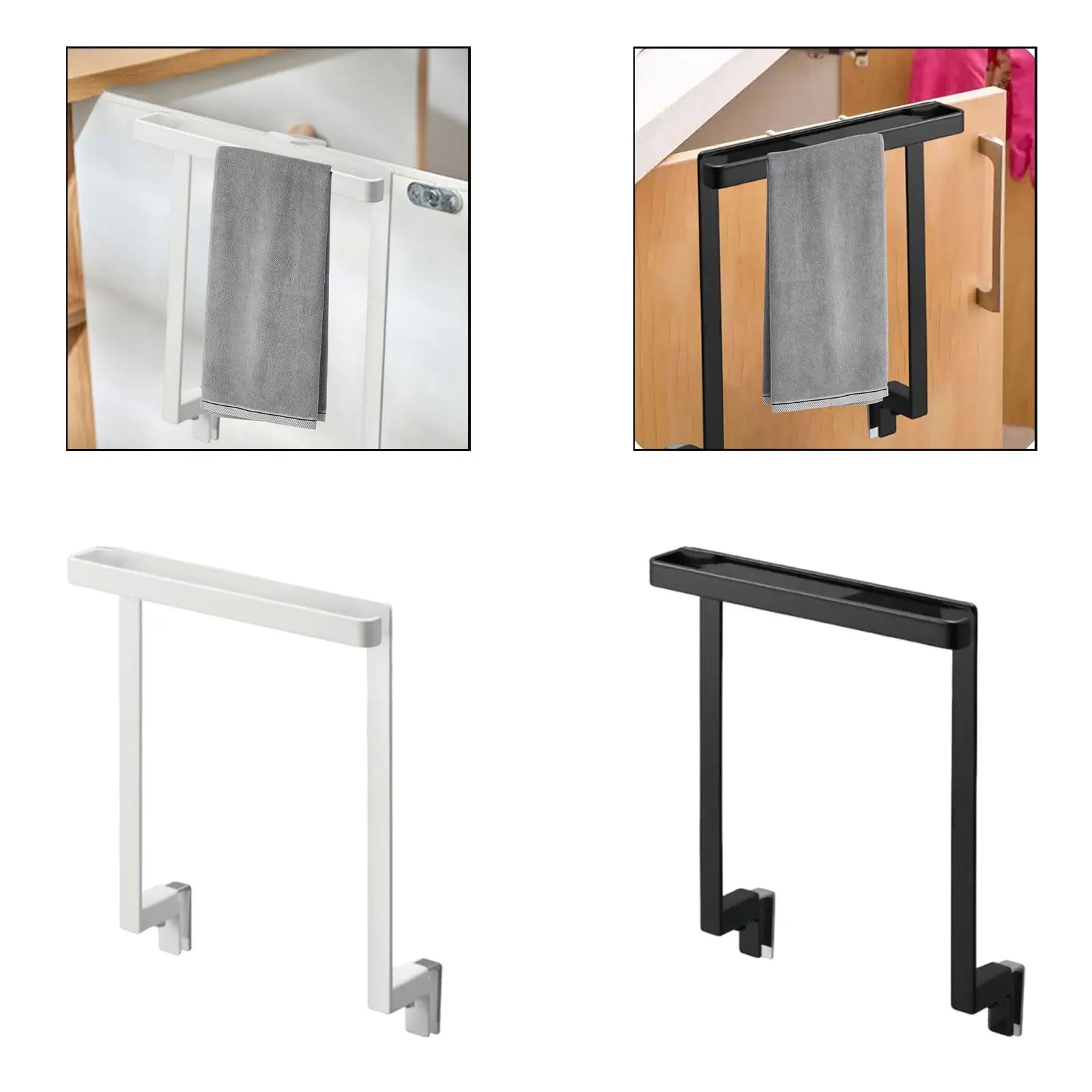 

Space Saving Bathroom Towel Rack Sturdy Cabinet Door Towel Hanger No Drilling Kitchen Bar Organizer for Towels