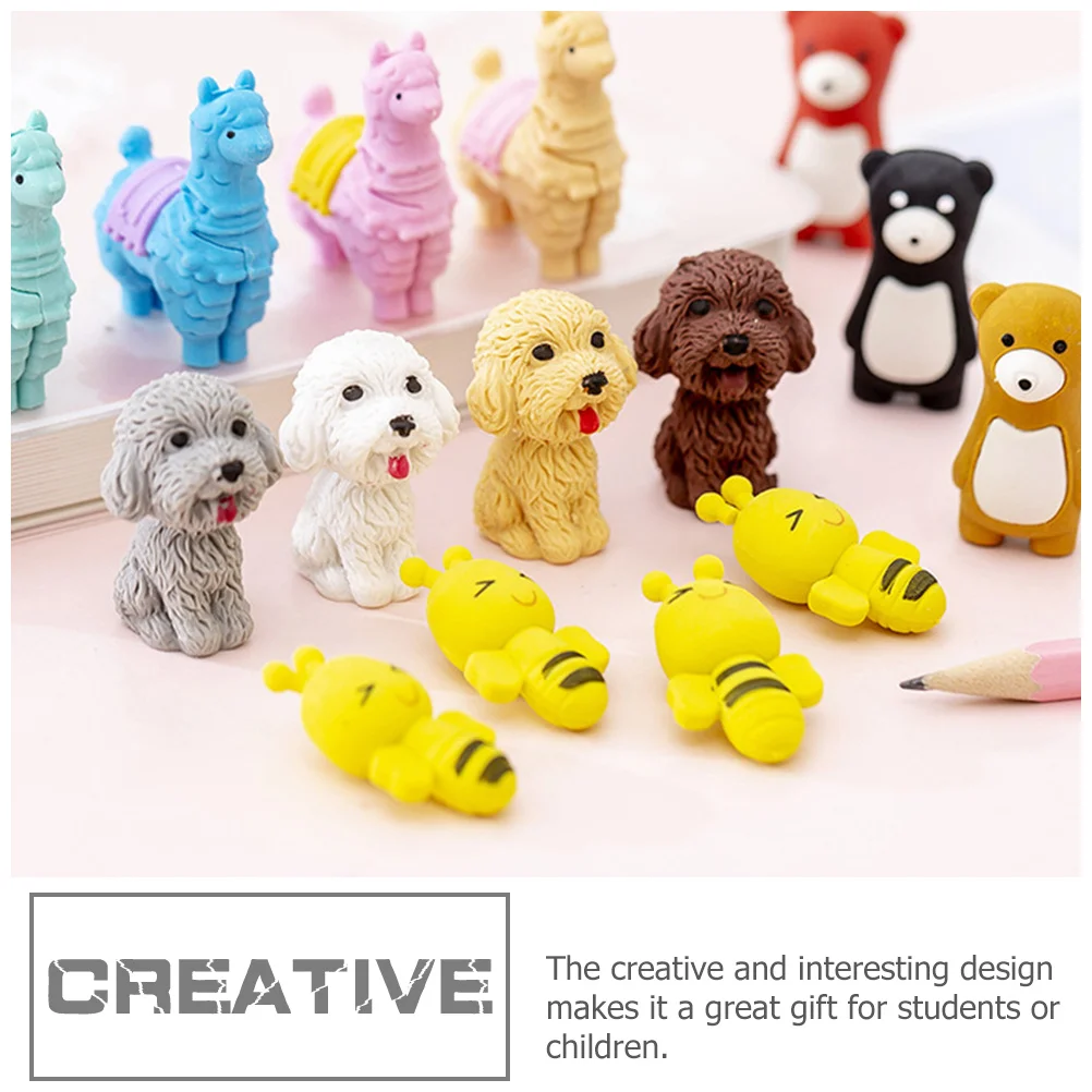 

20Pcs Cute Animal Pencil Erasers Fine Craftsmanship Portable Mini Erasers for School Office Study Multi-Function