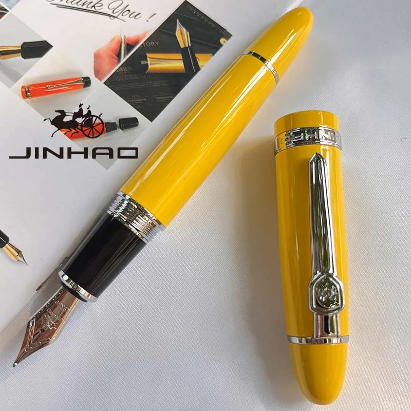 1 STKS JINHAO 159 Klassiek ontwerp zilveren rand kalligrafie Iridium zakelijke pen met converter