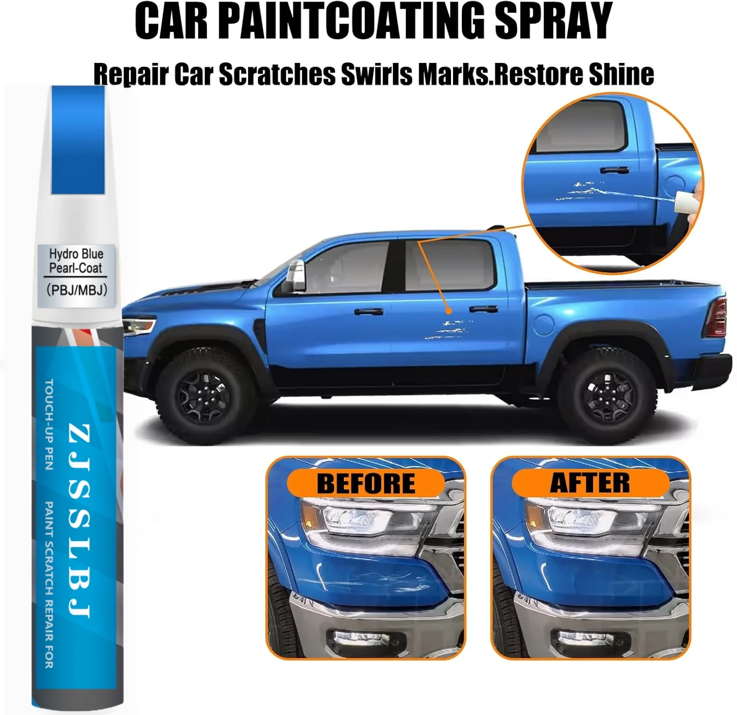 PBJ/MBJ Hydro Blue/Laser Blue Touch Up Paint for Dodge, DIY Car Paint Scratch Repair Kit, Automotive Paints, Quick & Easy Fix Sc