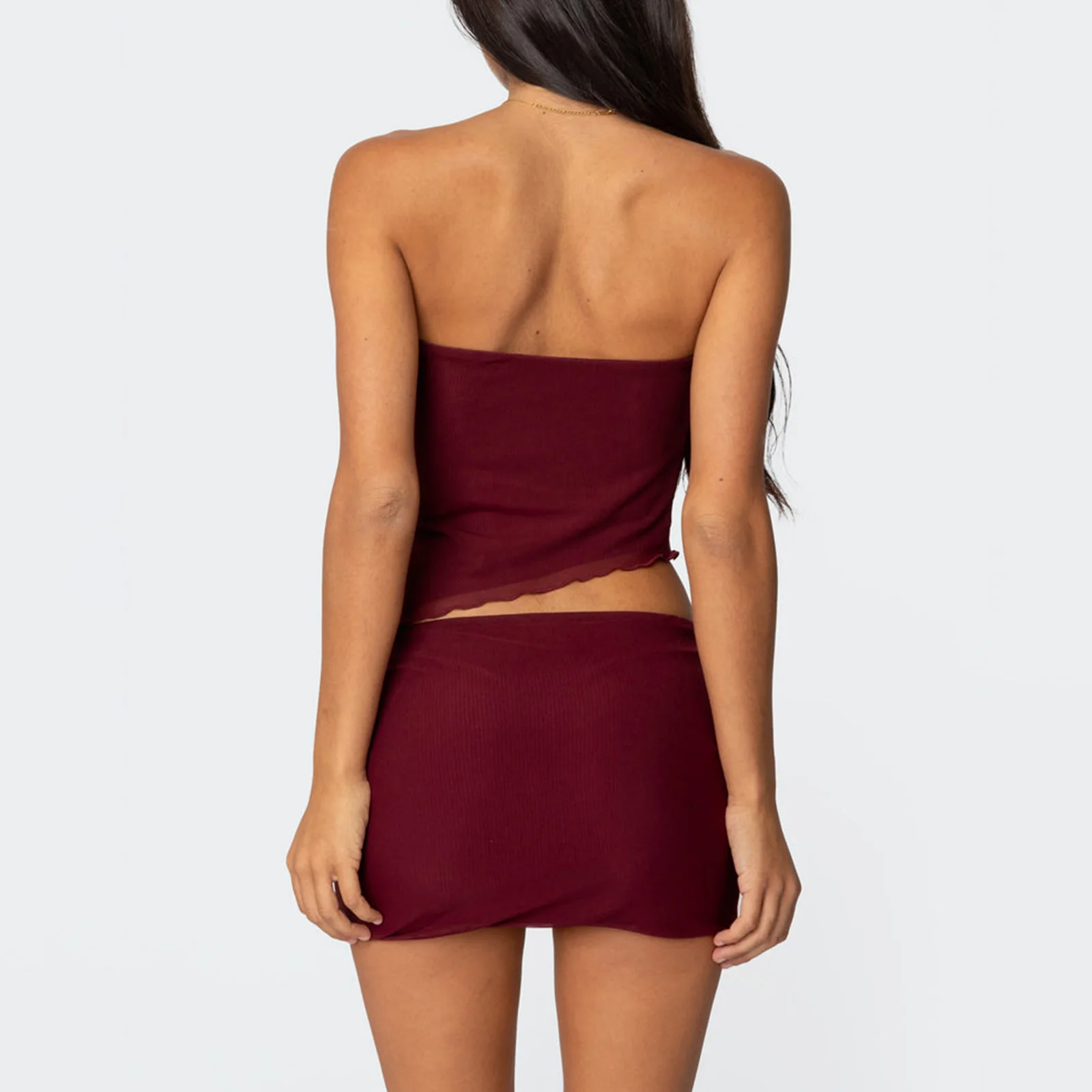 Chemises dos nu pour femmes, Tube court, Garniture de laitue pour documents solides, BanribBackless, Streetwear esthétique, Mode d'été
