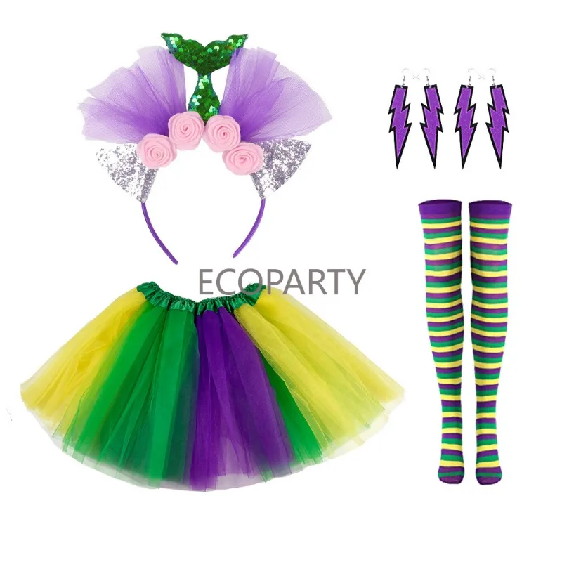 Mardi Gras Tutu Saia Set, acessório traje