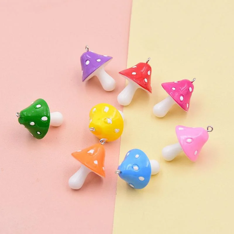 5pcs Fashionable Colorful Mushroom Pendant Accessories with Holes Can Be DIY Necklace Earrings for Women's Jewelry Accessories