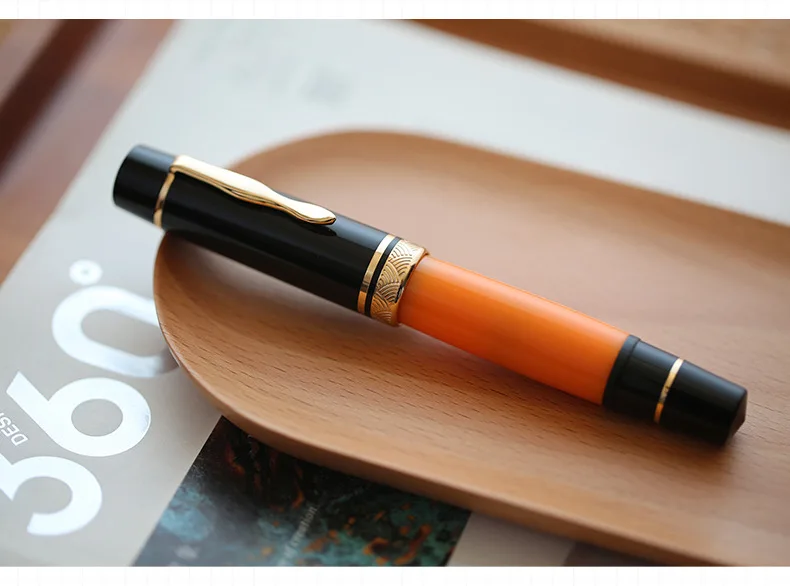 MAJOHN P139 Fountain Pen Retro Large Piston Fine Nib 0.5mm Ink Pens Writing Rubber Tongue All-copper Piston Office Supplies