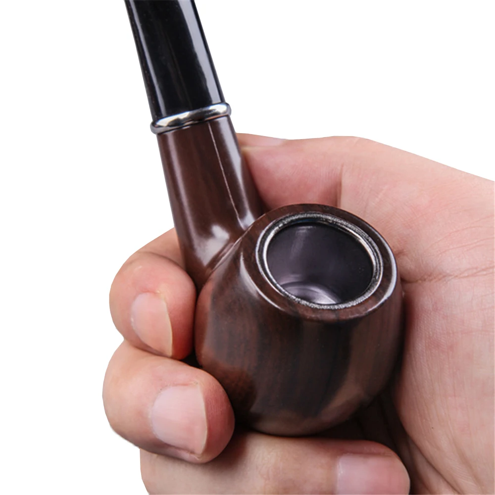 Retro Resin Ebony Smoking Pipe Curved Tobacco Pipe Handheld Bent Pipe Smoke Filter Herb Grinder Cigarette Accessories Men Gadget