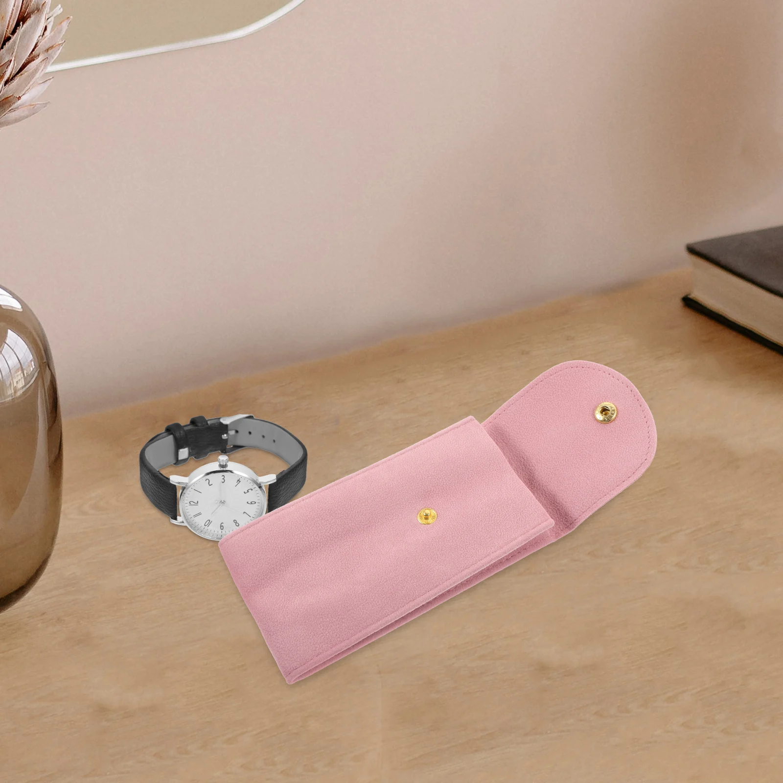 

Soft Pouch Watch Case for Women Travel Storage Protective Watch Bag Portable Snap Button Anti-Scratch Organizer Travel Case