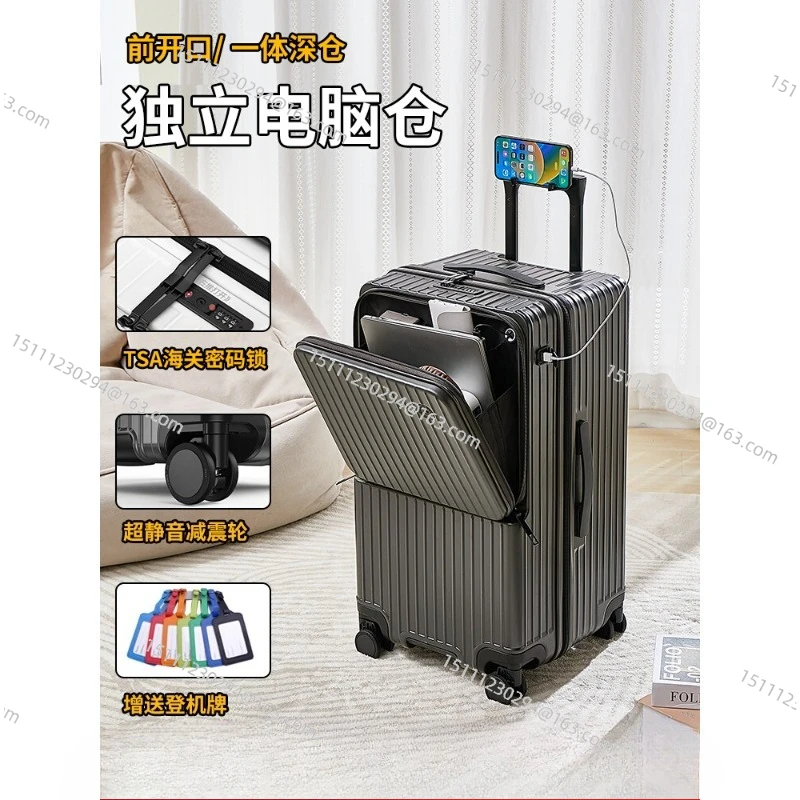 

20in 24in Front-Open Carry-on Luggage, Durable Large Capacity Trolley Case with TSA Lock for Business Travel