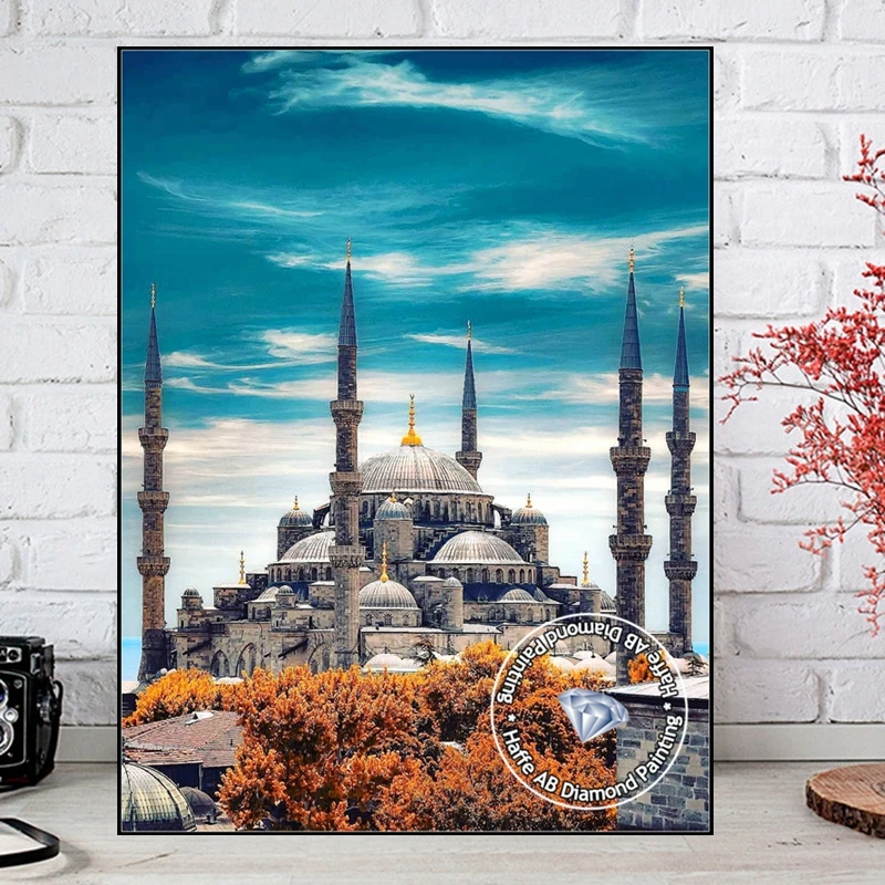 The Blue Mosque Turkey Scenery AB Diamond Painting Art Sultan Ahmed Mosque Istanbul Landscape Cross Stitch Craft Home Decor