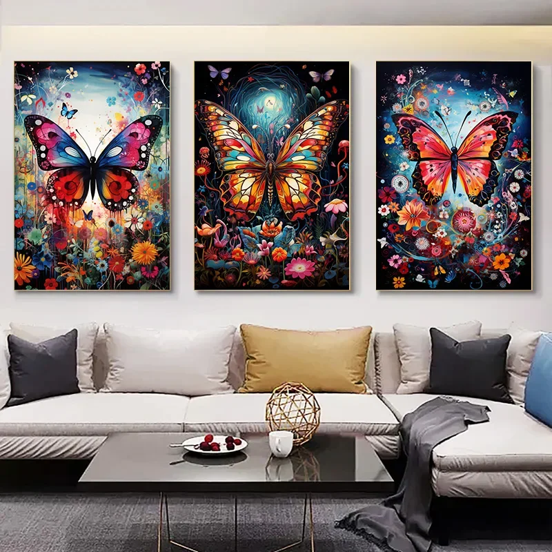 Classic Abstract Wall Art Multi Colour Animals Butterflies HD Canvas Print Poster Home Living Room Bedroom Decorations