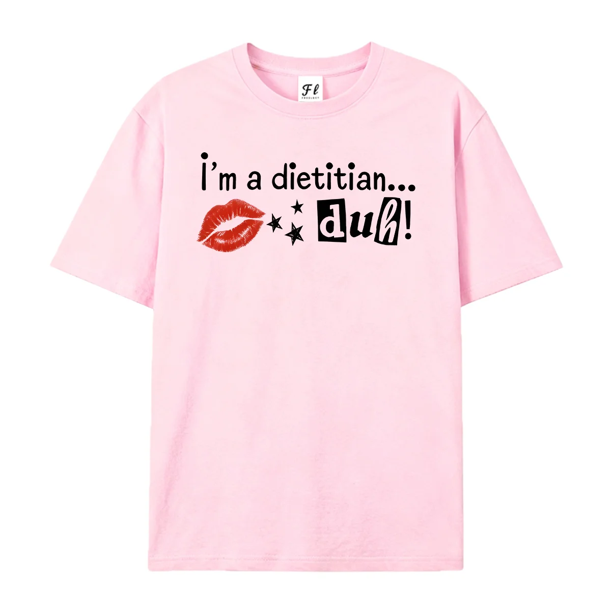 Dietitian Humor Lips Stars Graphic T‑Shirt I'm a Dietitian Duh Funny Nutritionist Quote Print Short Sleeve Top Unisex Wear