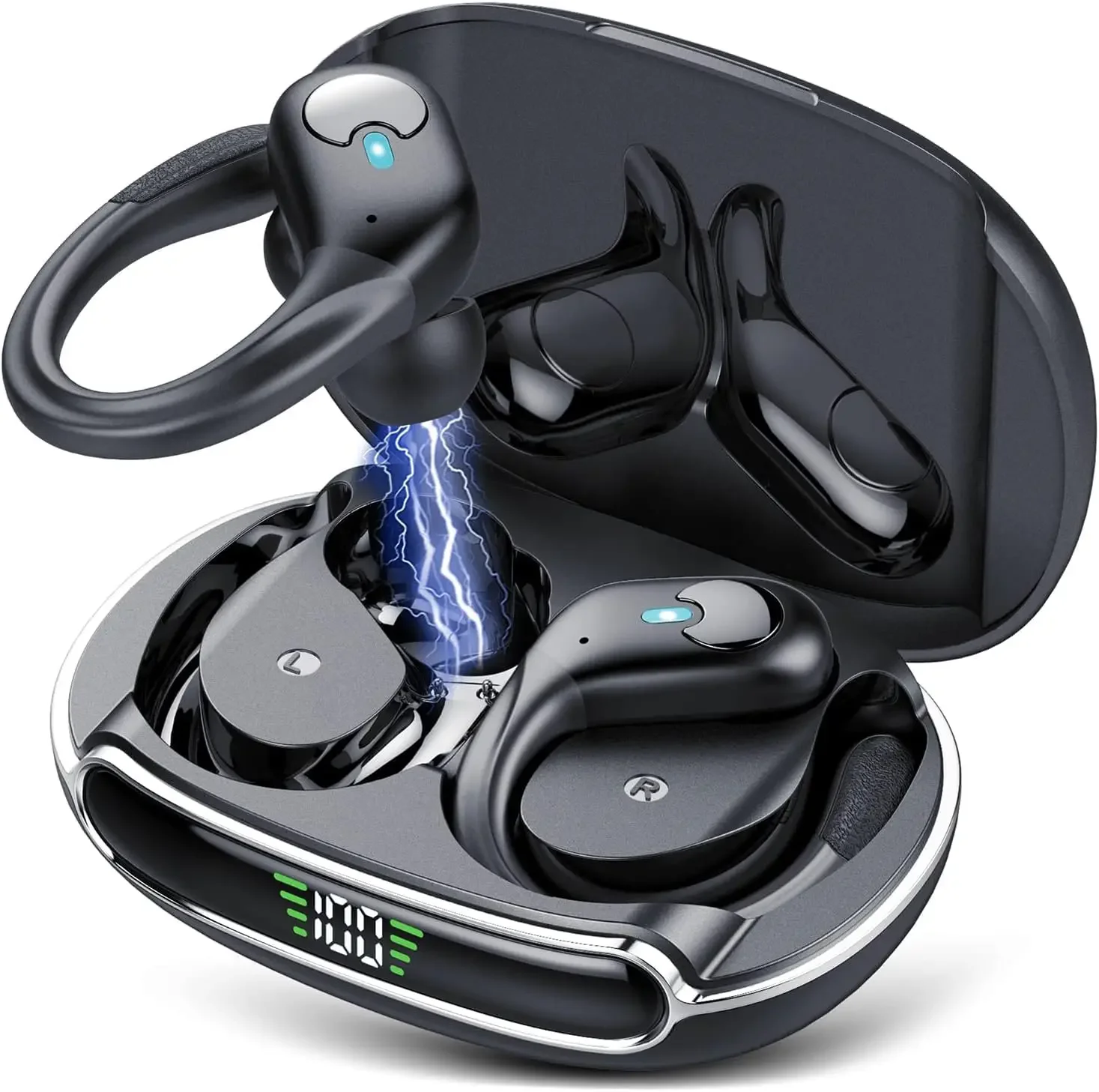 

Silnek BX30 TWS Waterproof Sport Earhook Wireless Earbuds LED Power Display Bluetooth Earphone With Mic For Running Workout Gym