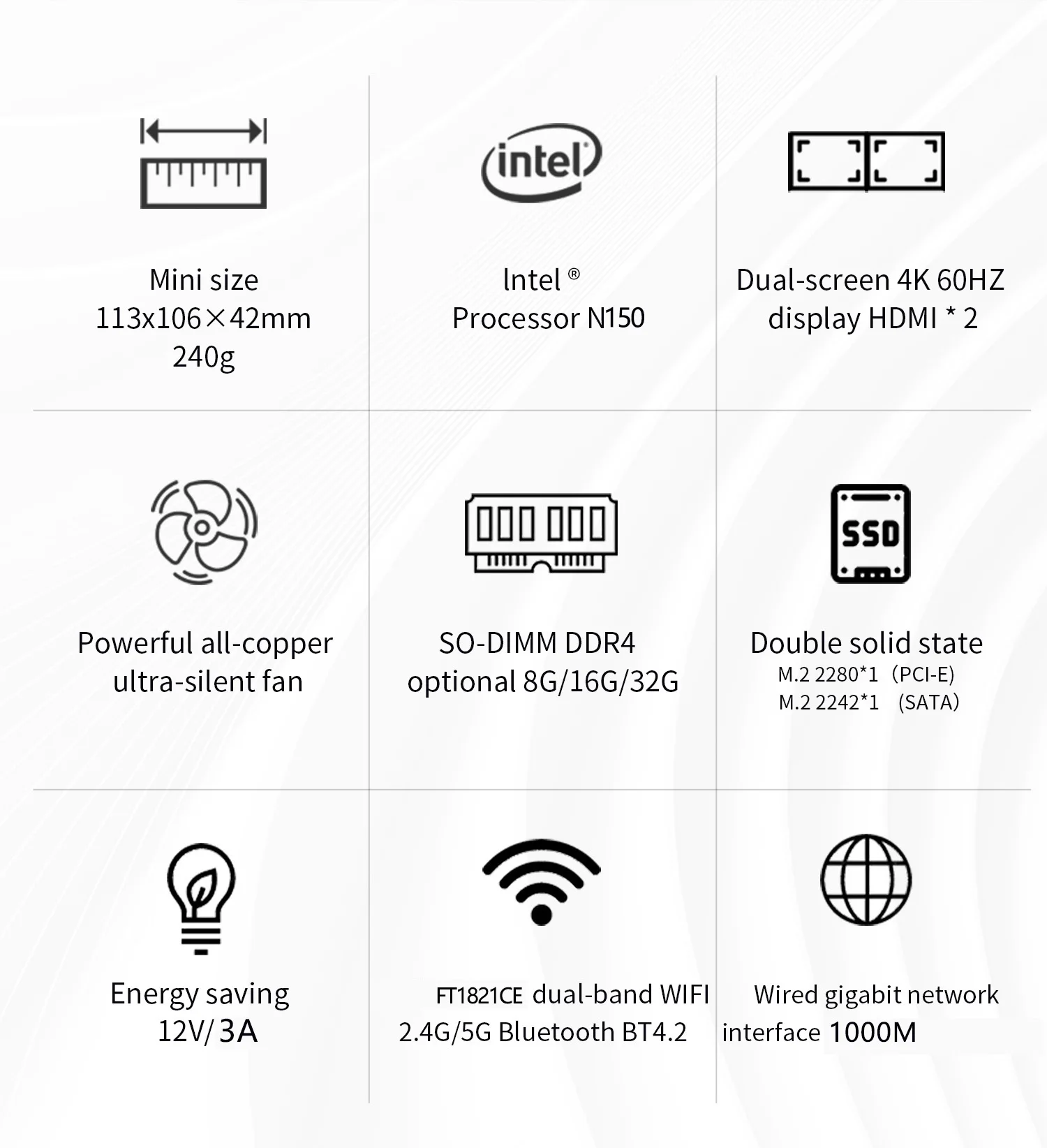 SZBOX ZX03 Pro Mini PC DDR4 16GB 512GB SSD NVME Intel Twin Lake N150 MINI Computer Windows 11 wifi 5 BT4.2 Gamer PC