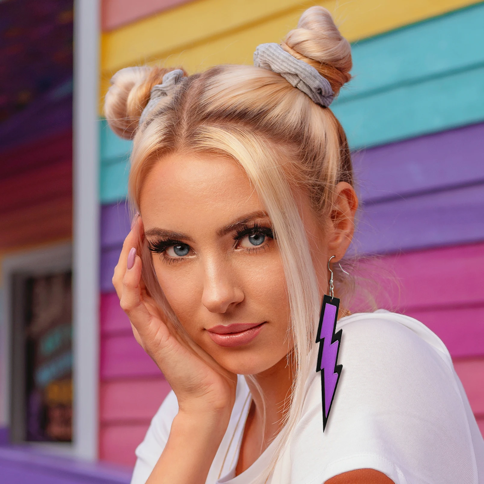 80s 90s Neon Earrings for Women Retro Pendant Acrylic Drop Dangle Ear Jewelry Outfit Glow Party Accessories Valentine\'s Day gift