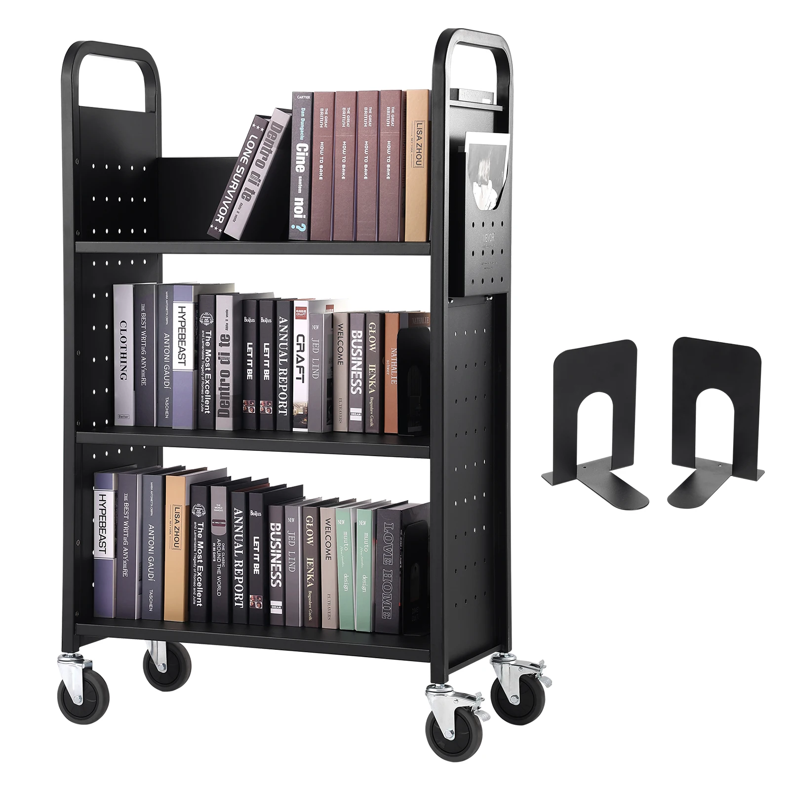 VEVOR Book Cart, 330 lbs Library Cart 31.1