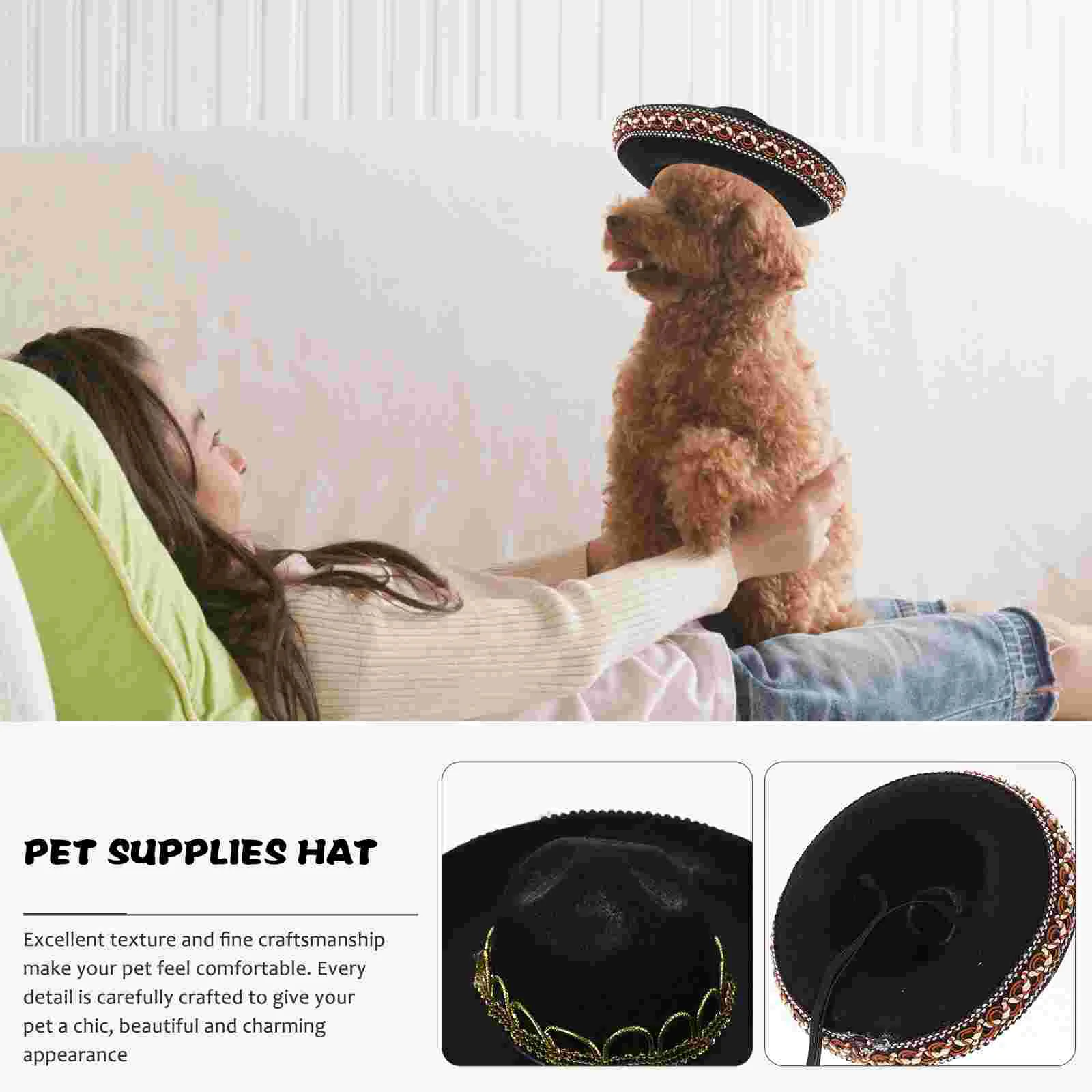 The Dog Cat Supplies Pet Hat Cowboy Straw Cinco De Mayo Fiesta Felt Mexican Serape Costume Hats For