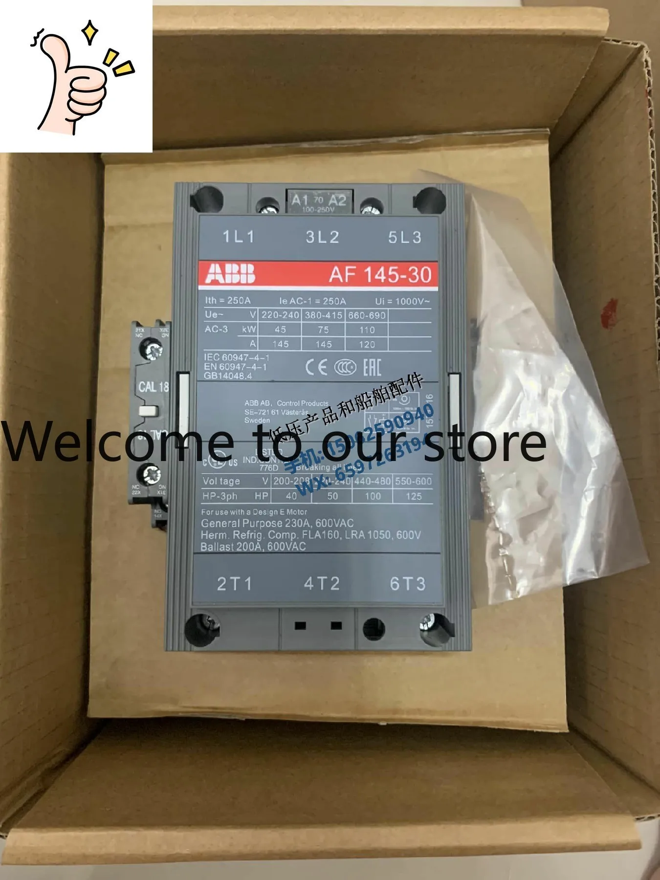 Nuevo Contactor Original ABB AF145-30-11 100-250VAC/DC DC AC Compartido